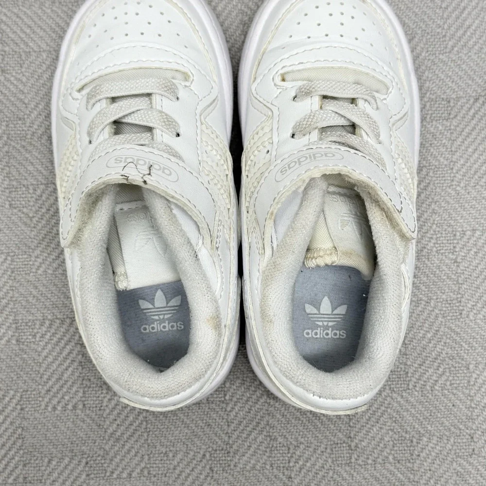 Adidas Forum Low‎ Shoes Unisex Kids Size 6 White Faux Leather Low Top